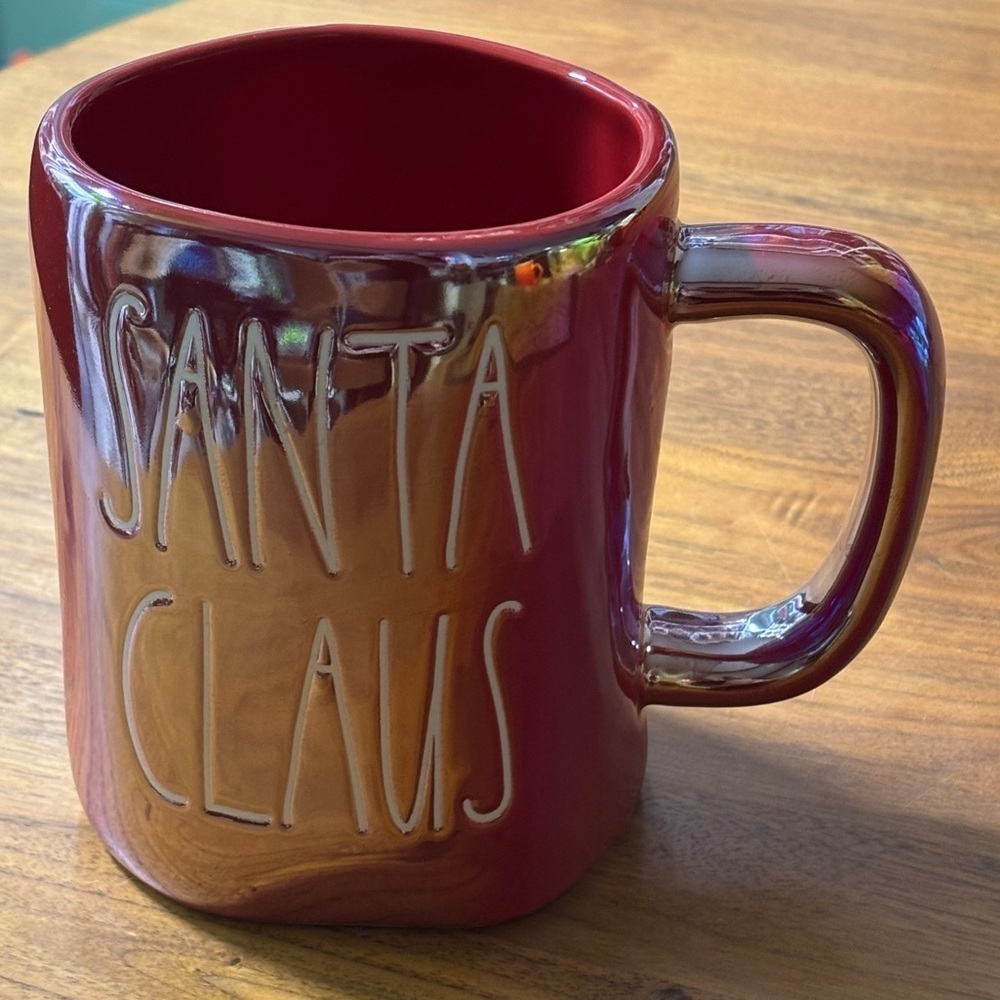 Rae Dunn red irridescent Santa Claus oversized mug